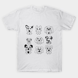 Whimsical Pup Portrayal: Hand-Drawn Dog Art T-Shirt